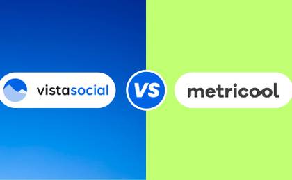 An illustration comparing Vista Social and Metricool.