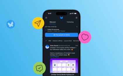 An illustration showcasing social media platform Bluesky's home feed.