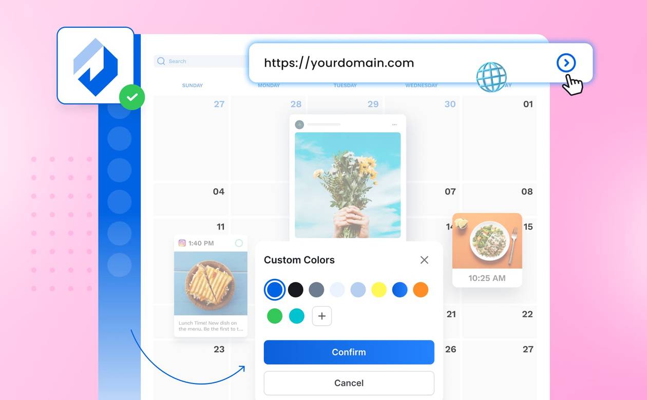 An illustration of a software getting white labeled to match an agency's branding.