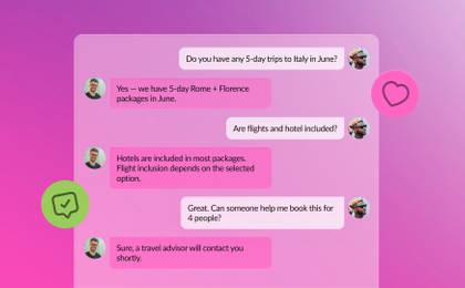 An illustration of a customer service conversation happening on social media.