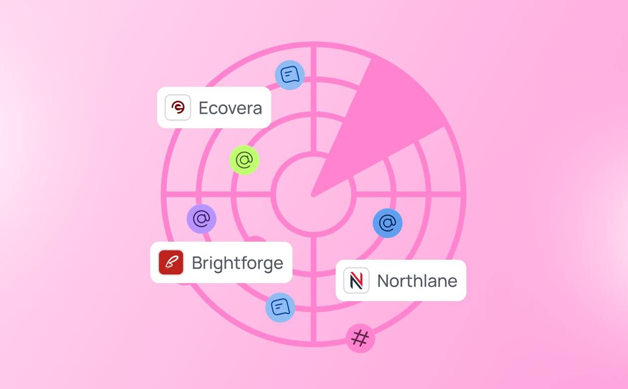 An illustration showcasing a radar monitoring various brand conversations.