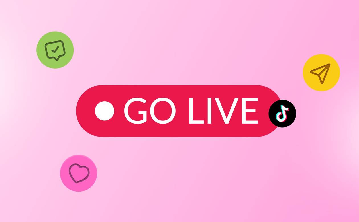 An illustration of a "GO LIVE" button on TikTok.