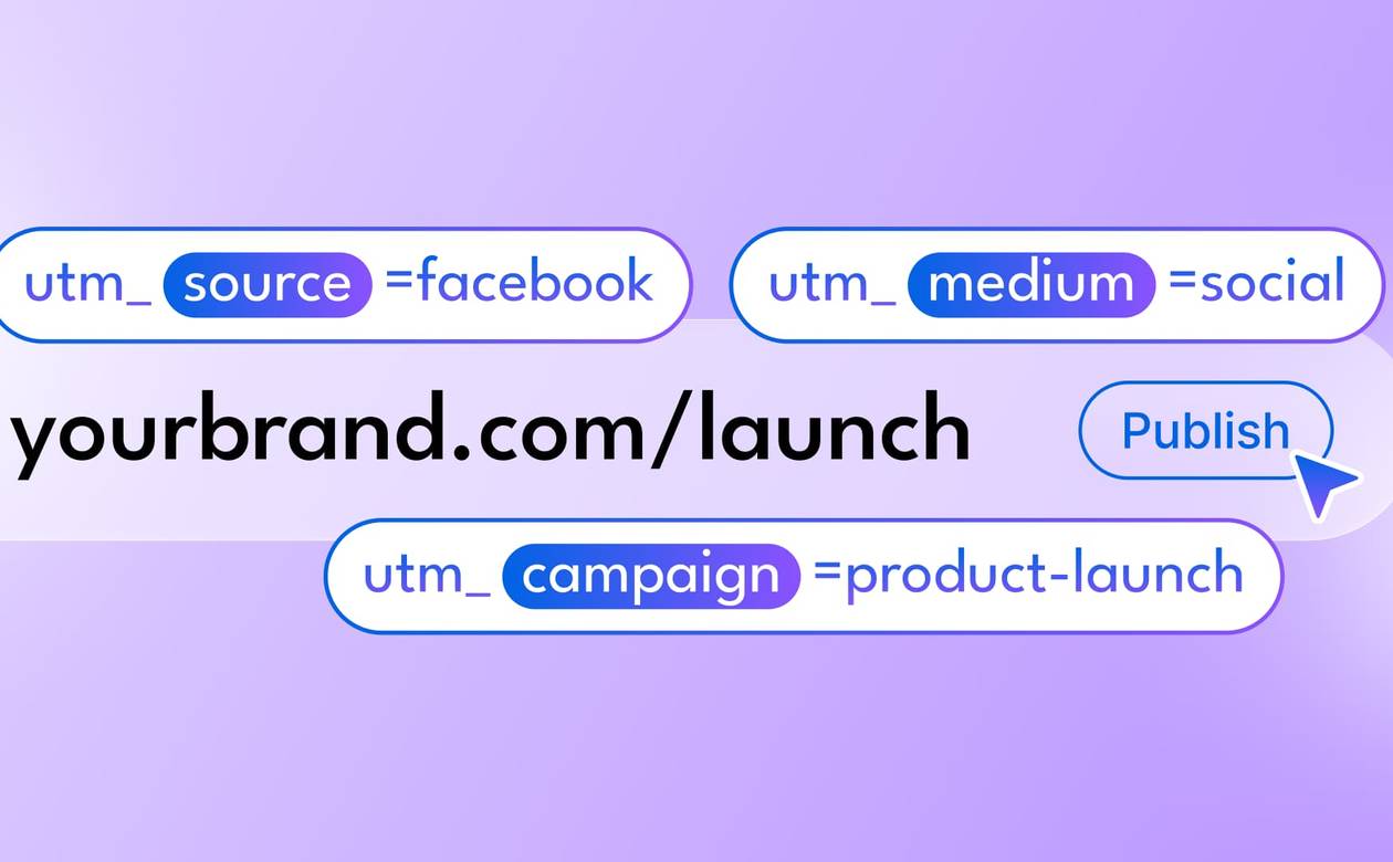 A header graphic illustrating a website URL string surrounded by utm_source, utm_medium, and utm_campaign parameter tags.