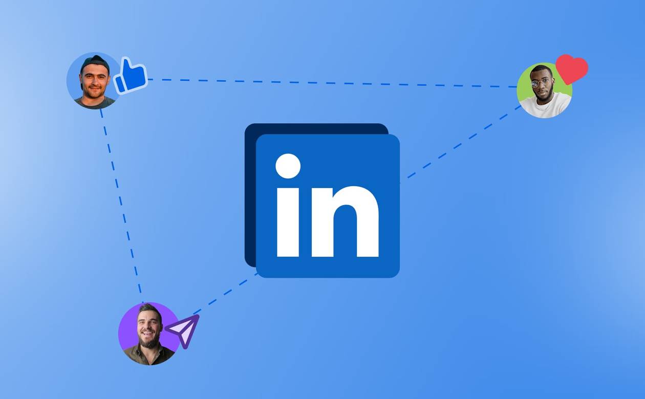 An illustration of people connected to each other via LinkedIn.