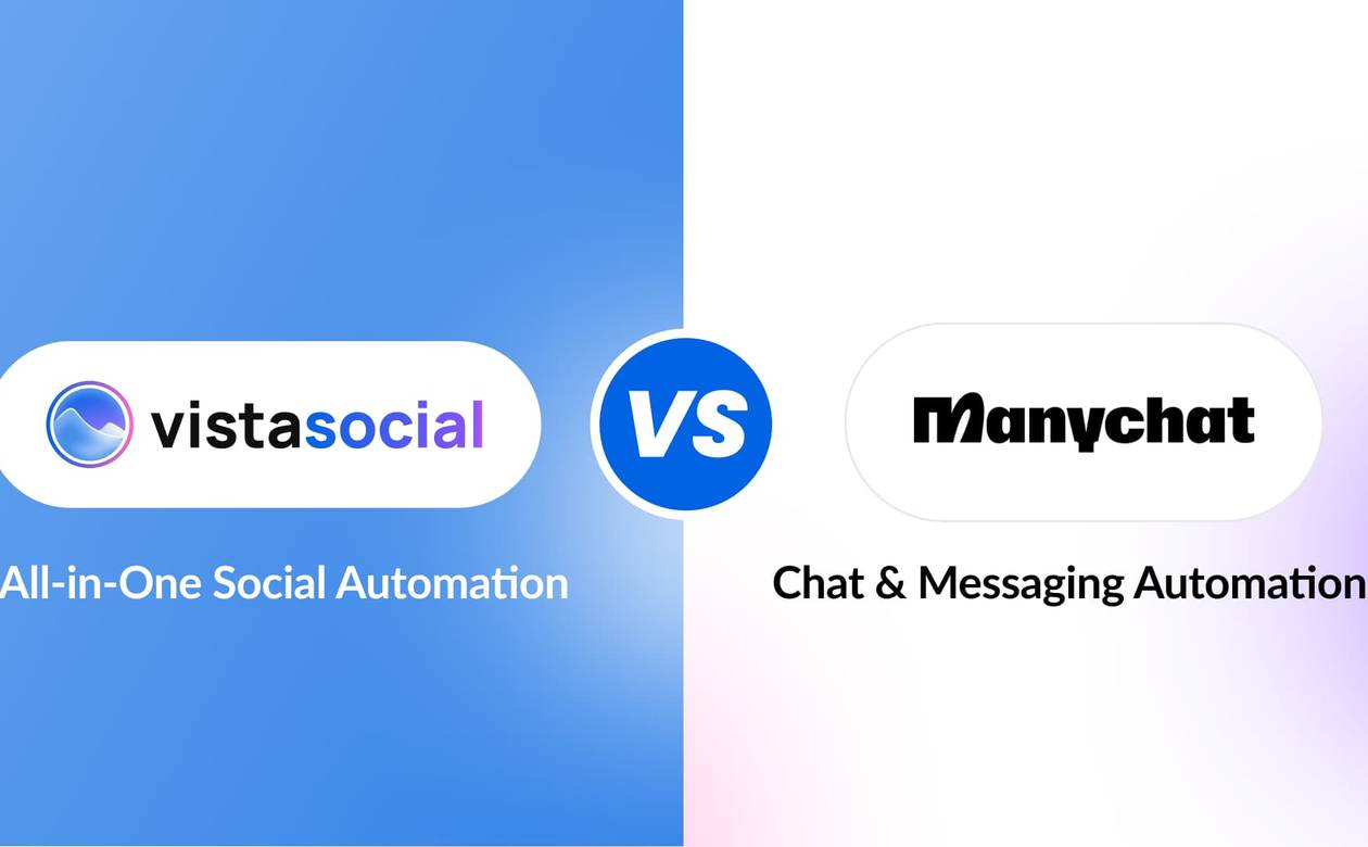 An illustration comparing Vista Social and Manychat.