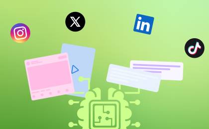 An illustration showcasing an AI brain creating content.