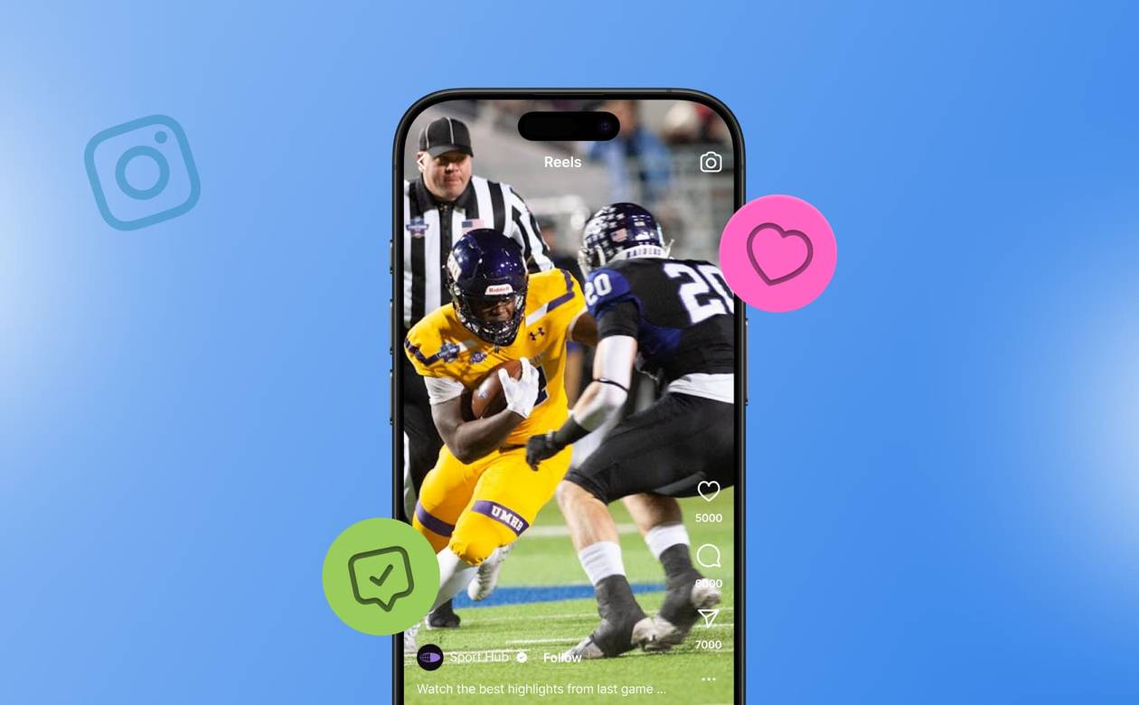 An illustration showcasing an engaging Instagram Reel in a smartphone mockup.