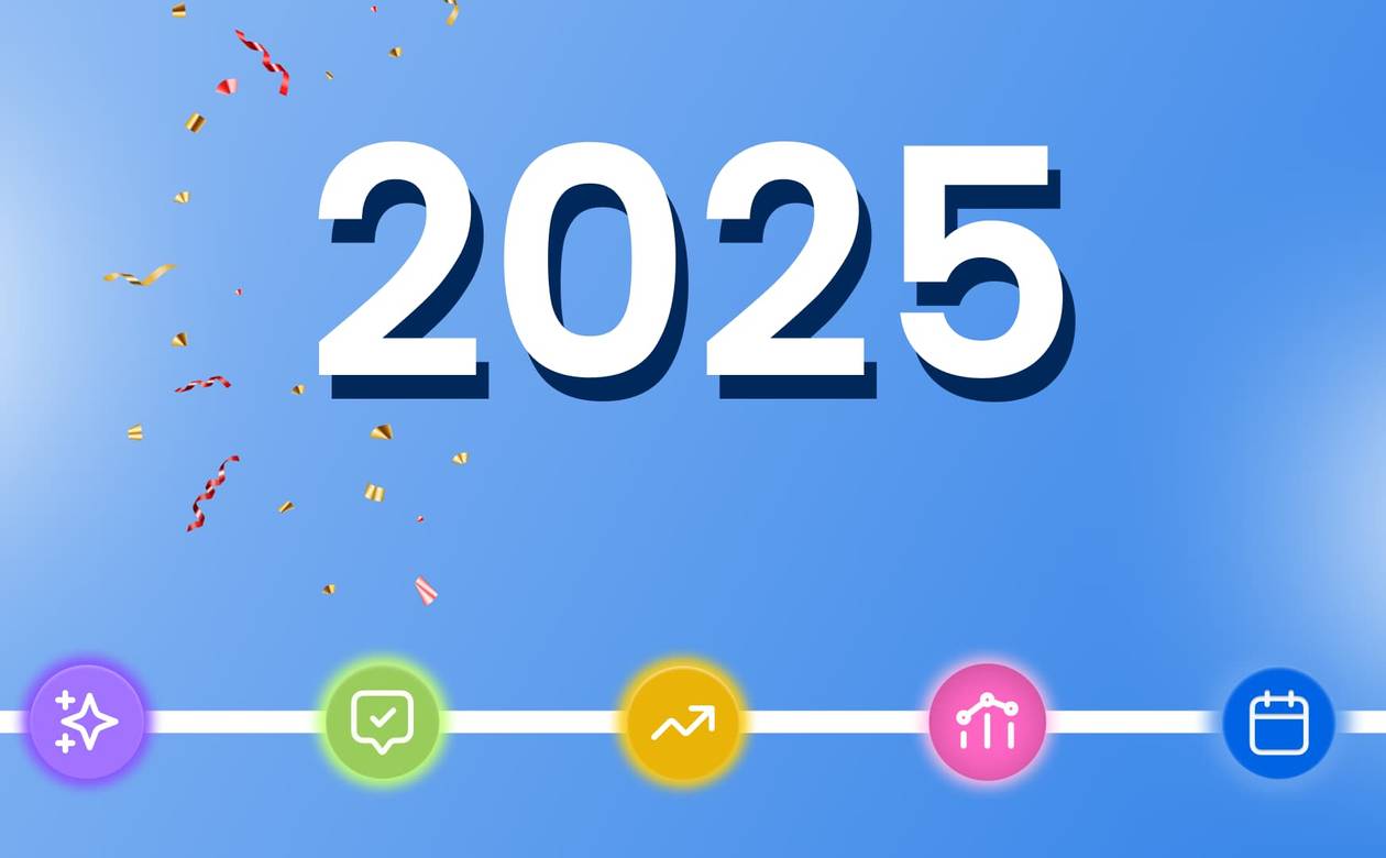 An illustration showing the year "2025" alongside different social media icons.