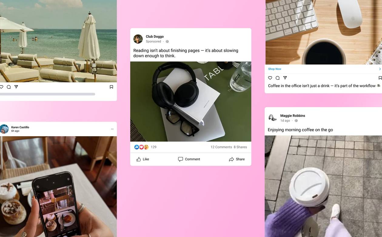An illustration showcasing examples of user-generated posts on Instagram.