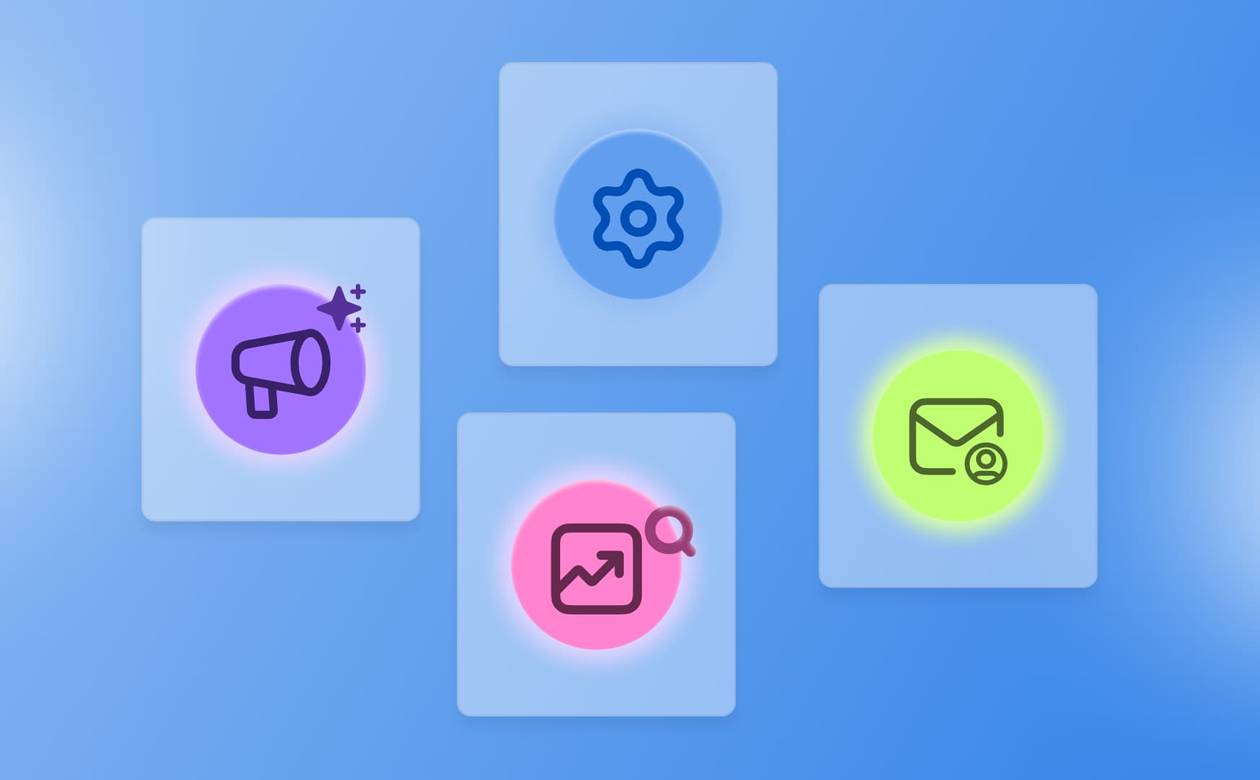 An illustration showcasing marketing elements that AI can help with.