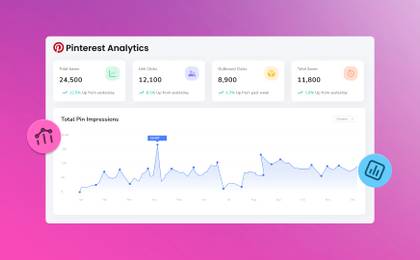 An illustration of a Pinterest analytics dashboard.