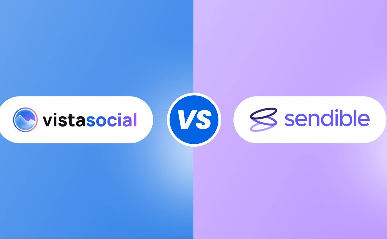 An illustration comparing Vista Social vs. Sendible.