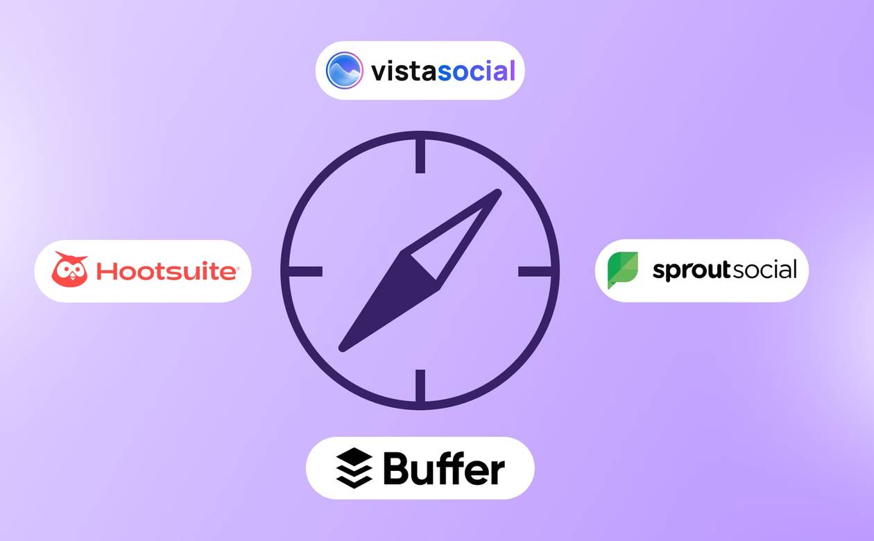 A compass listing different Hootsuite alternatives to consider.