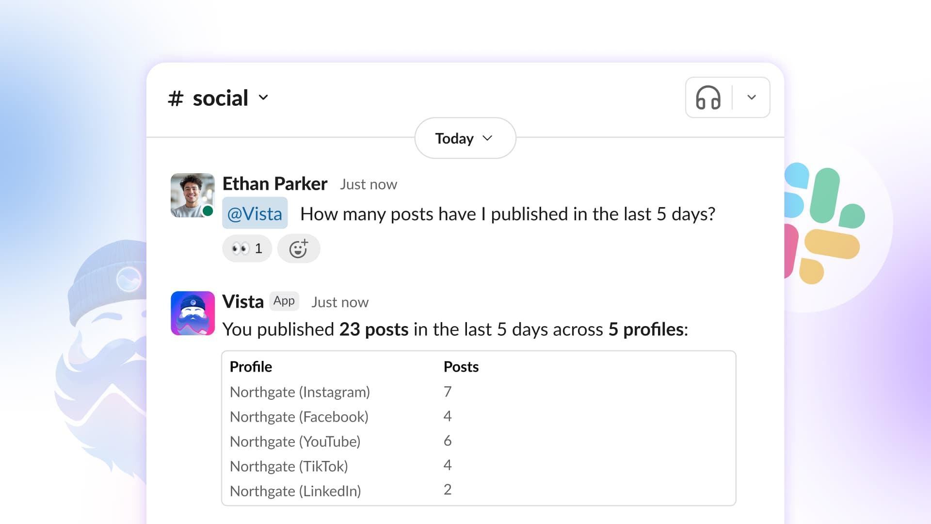Ask Vista in Slack: The AI Agent for Social Media Teams Ask Vista in Slack: The AI Agent for Social Media Teams