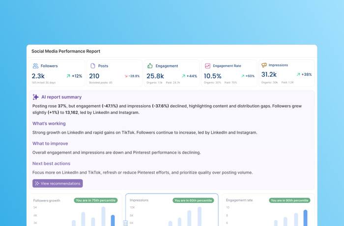 An illustration showcasing an AI summary in a social media report.