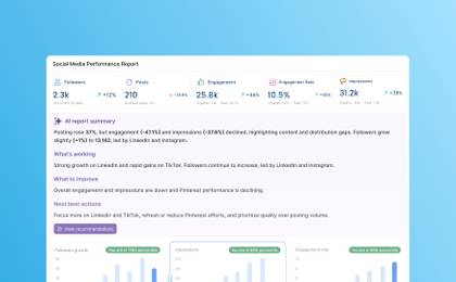 An illustration showcasing an AI summary in a social media report.