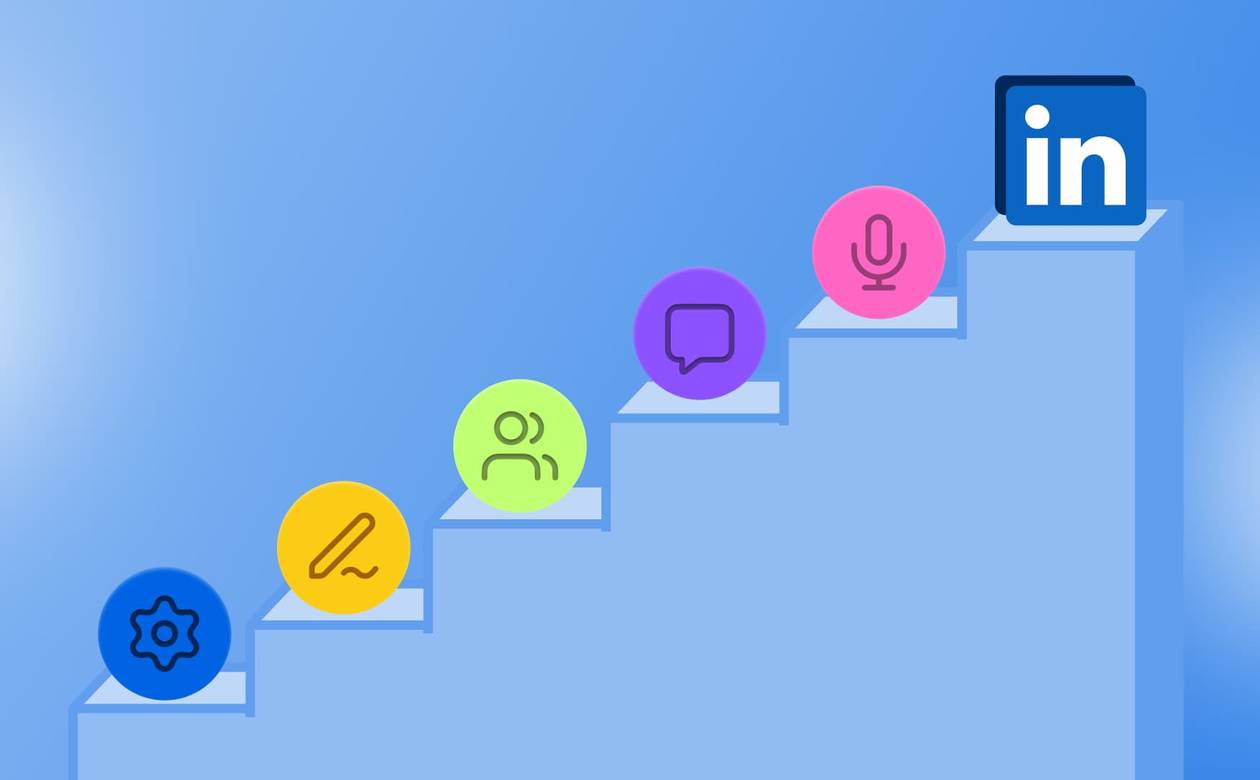 An illustration showcasing the steps to using LinkedIn for business.