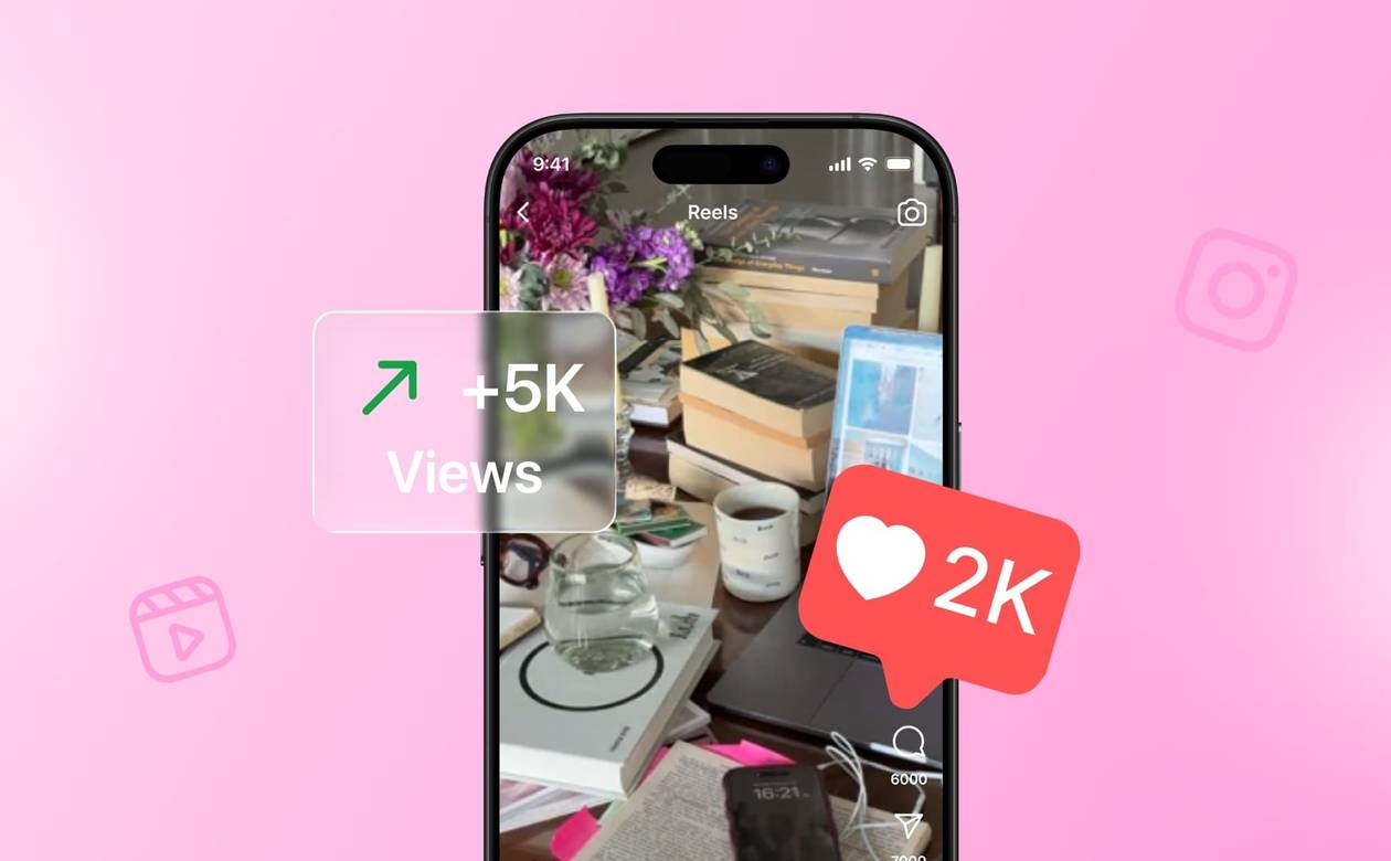 An illustration of an Instagram Reel with increased views from a boost.
