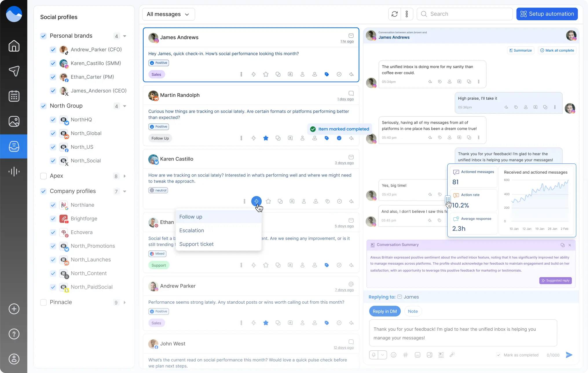 Vista Social engagement platform to reply to comments, messages and reviews from Desktop or Mobile.