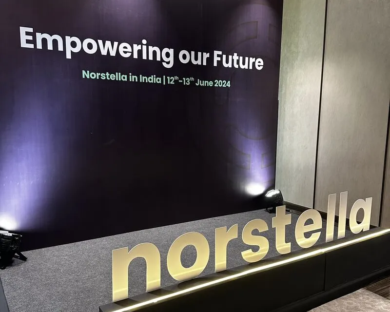 The Norstella stage at the company's June 2024 event in India, with the Norstella name in large letters