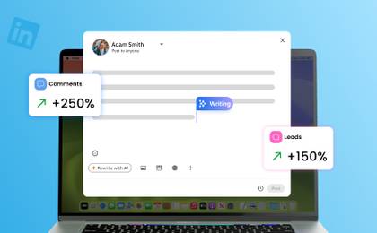 An illustration of a LinkedI post with AI helping to maximize its performance.